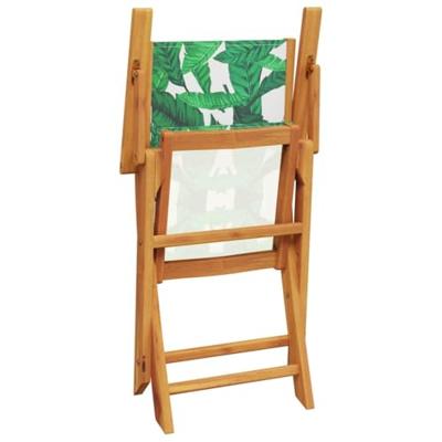 Tuinstoelen 2 st bladpatroon massief acaciahout en stof - thumbnail