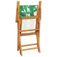 Tuinstoelen 2 st bladpatroon massief acaciahout en stof - thumbnail