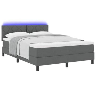 Boxspring Bed met Matras & LED Donkergrijs 140x190 cm Stof
