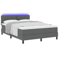 Boxspring Bed met Matras & LED Donkergrijs 140x190 cm Stof - thumbnail