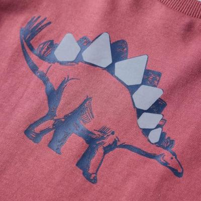 Kindershirt met lange mouwen dinosaurusprint 140 donkerrood Kindershirt met lange mouwen dinosaurusprint 140 donkerrood