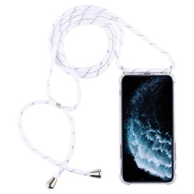 Vierhoek anti-val trasparent TPU mobiele telefoon geval met Lanyard voor iPhone 11 Pro (wit)