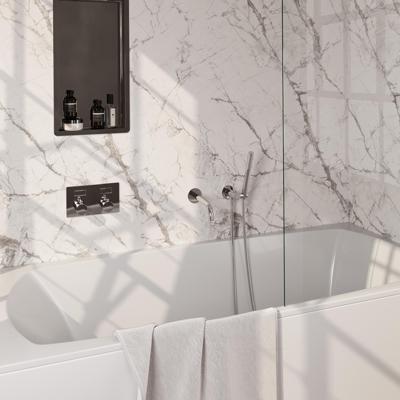 BRAUER Chrome Edition thermostatische inbouw badkraan - drukknoppen SET 03 - uitloop - staaf handdouche - doucheslang - wandaansluitbocht - chroom 5-CE-210