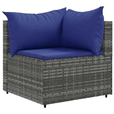 6-delige Loungeset met kussens poly rattan grijs