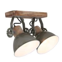 Steinhauer OpbouwspotGearwood 2-lichts groen met houtbruin - 7969G - thumbnail
