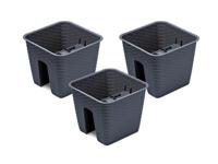 Prosperplast 3 railing bloempotten (Vierkant, Antraciet, 27,2 x 27,2 x 22,5 cm) - thumbnail