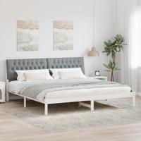 Bedframe met Gevoerd Hoofdgedeelte Wit 200 x 200 cm - thumbnail