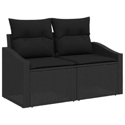 Tuinbankenset met opslag 6 pcs Zwart poly rattan