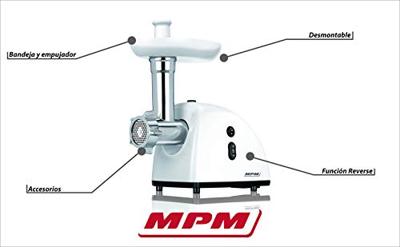 MPM MMM-05 vleesmolen 650 W Roestvrijstaal, Wit