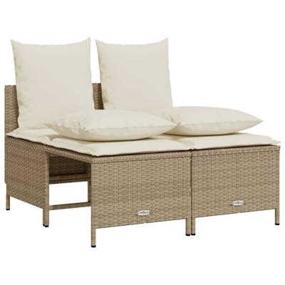 5-delige Loungeset met kussens poly rattan beige