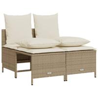 5-delige Loungeset met kussens poly rattan beige - thumbnail