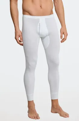 Lange onderbroek heren - Feinrip met gulp - 100% katoenen heren pantalon met sluiting