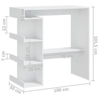 Bartafel met opbergrek 100x50x101,5 cm bewerkt hout wit - thumbnail