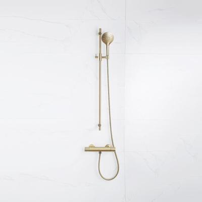Fortifura Calvi douchekraan met glijstangset met ronde handdouche, metalen doucheslang Geborsteld Messing PVD (Goud) SW767490/SW799449/SW706206/SW720571 Fortifura Calvi douchekraan met glijstangset met ronde handdouche, metalen doucheslang Geborsteld Messing PVD (Goud) SW767490/SW799449/SW706206/SW720571