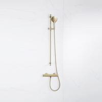 Fortifura Calvi douchekraan met glijstangset met ronde handdouche, metalen doucheslang Geborsteld Messing PVD (Goud) SW767490/SW799449/SW706206/SW720571 - thumbnail