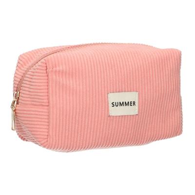 Traveller Beautybag rib waterdicht roze 20cm x 11,5cm Traveller Beautybag rib waterdicht roze 20cm x 11,5cm