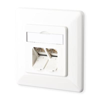 Metz Connect 1307381002-I Netwerkdoos Inbouw (in muur) Inzet met centraalstuk en frame CAT 6 2 poorten Zuiver wit