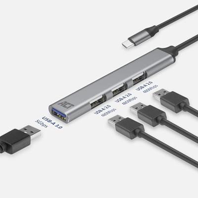 ACT USB-C hub. 3x USB-A 2.0 en 1x USB-A 3.0 - thumbnail