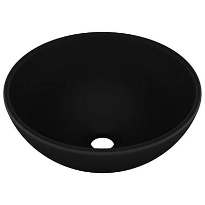 VidaXL Wastafel rond 32,5x14 cm keramiek matzwart