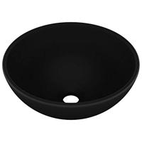 VidaXL Wastafel rond 32,5x14 cm keramiek matzwart - thumbnail