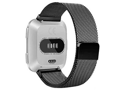 Fitbit Versa 1 / 2 & Lite milanese bandje - Maat: Large - Zwart
