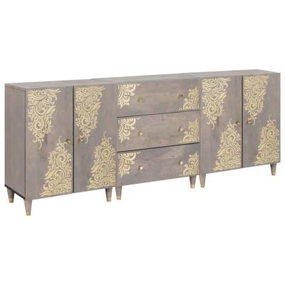 Badkamerkastenset met lade 3 pcs Grijs en Goud 180 x 33 x 75 cm