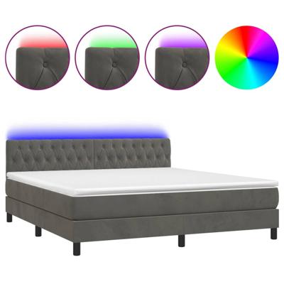 Boxspring met matras en LED fluweel donkergrijs 160x200 cm