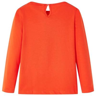 Kindershirt met lange mouwen vogelprint 128 donkeroranje