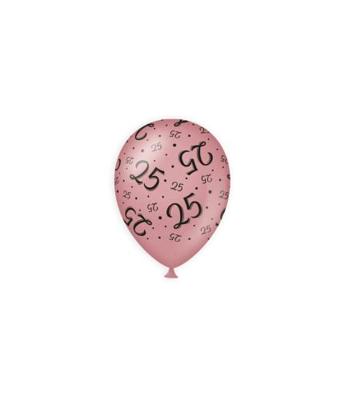 Ballonnen 25 Jaar Roze/Zwart (8st)