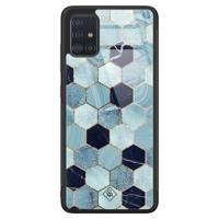 Samsung Galaxy A51 glazen hardcase - Blue cubes - thumbnail