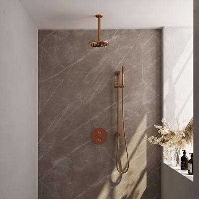 Brauer Copper Edition Thermostatische Regendoucheset Inbouw - Hoofddouche 20 cm - 3 Weg - Handdouche Rond - Doucheslang - Geintegreerde Glijstang