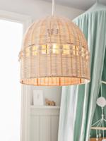 Rotan lampenkap met houten ballen goudbeige - thumbnail