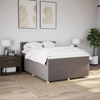 Boxspring met matras stof taupe 180x200 cm