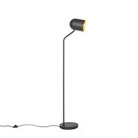 QAZQA Moderne vloerlamp zwart met goud verstelbaar - Morik - thumbnail