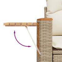 7-delige Loungeset met kussens poly rattan beige - thumbnail