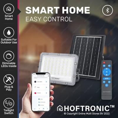 Helios Smart Solar Breedstraler - Vervangt 50 Watt - 410 lumen - 6500K - IP65 waterdicht - IK08 - Bestuurbaar via app - Google Home, Amazon Alexa en Siri - Schijnwerper op zonne energie