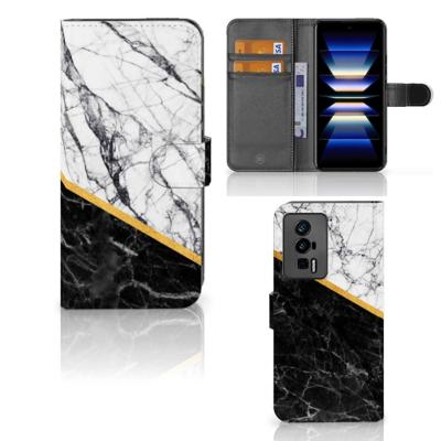 Xiaomi Poco F5 Pro | Bookcase | Marmer Wit Zwart - Origineel Cadeau Man