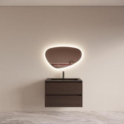 Badmeubelset BWS Riga met Asia Wastafel Zwart 80 cm Bruin Eiken