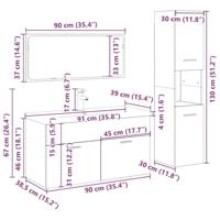 4-delige Badkamermeubelset bewerkt hout oud houtkleurig - thumbnail
