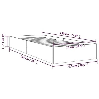 Bedframe massief hout zwart 75x190 cm 2FT6 Small Single Bedframe massief hout zwart 75x190 cm 2FT6 Small Single