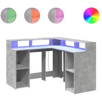 Bureau met LED-verlichting 130x130x91 cm hout betongrijs - thumbnail