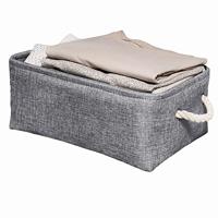 QUVIO Opbergmand met handvaten van touw - Grijs - Set van 8 - thumbnail