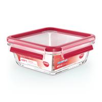 Emsa Clip & Close Vershoudbakje 0.8 l Glas Met deksel, Waterdicht, BPA-vrij Transparant, Rood 600747 - thumbnail