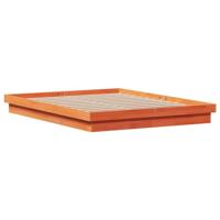 Groot Bed met LED massief grenenhout wasbruin 160x200 cm - thumbnail