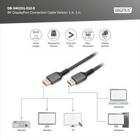 Digitus DB-340201-010-S DisplayPort-kabel DisplayPort Aansluitkabel DisplayPort-stekker 1 m Zwart Afgeschermd (drievoudig), Flexibel, Halogeenvrij, Rond - thumbnail