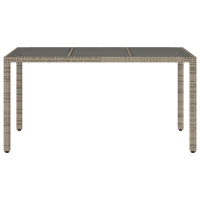 Tuintafel met glazen blad 150x90x75 cm poly rattan grijs - thumbnail