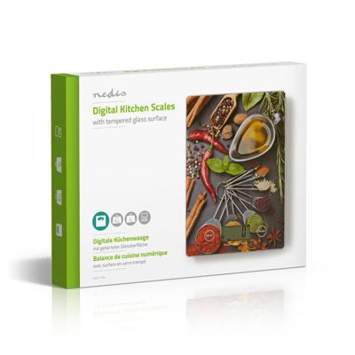 Nedis KASC113VA Digitale Keukenweegschaal Lcd Glas Design-opdruk Nedis KASC113VA Digitale Keukenweegschaal Lcd Glas Design-opdruk