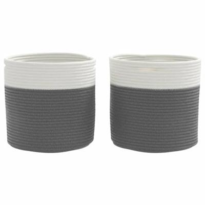VidaXL Opbergmanden 2 st ø 28x28 cm katoen grijs en wit