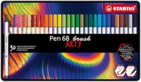 STABILO Pen 68 brush, premium brush viltstift, ARTY metalen etui met 30 kleuren - thumbnail