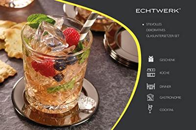 ECHTWERK Tafel accessoires (decoratieve glazen onderzetter 6t, Zwart, 6-delig)